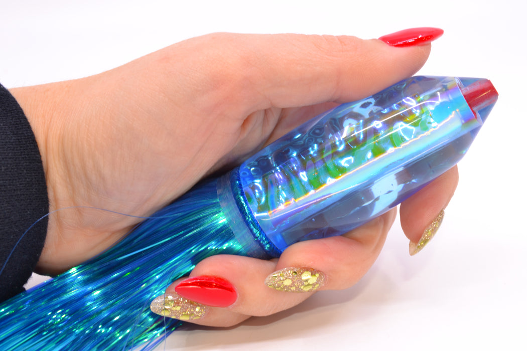 Aloha Lures Ice Blue Rainbow Dichro Ice Rainbow Deep Six 9" 6oz Strobez Royal Blue/Pink