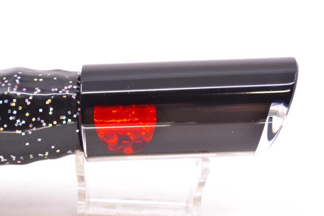 Moyes Lures Black Pearl Black Back Red Eyes Medium Pipe Bomb 12" 7.5oz Skirted Black GZE