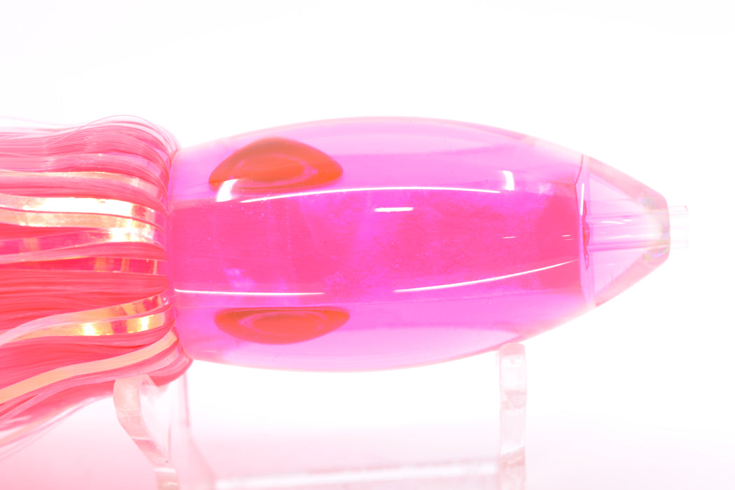 Moyes Lures White MOP Pink Back Small Ono Bullet 7" 3.8oz Skirted Pink Hair