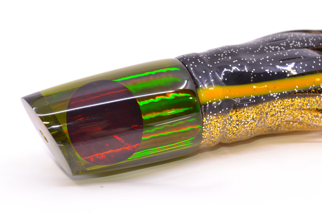 Koya Lures Smoke Rainbow Red Eyes 614 9" 7oz Skirted Black-Yellow-Gold GZE