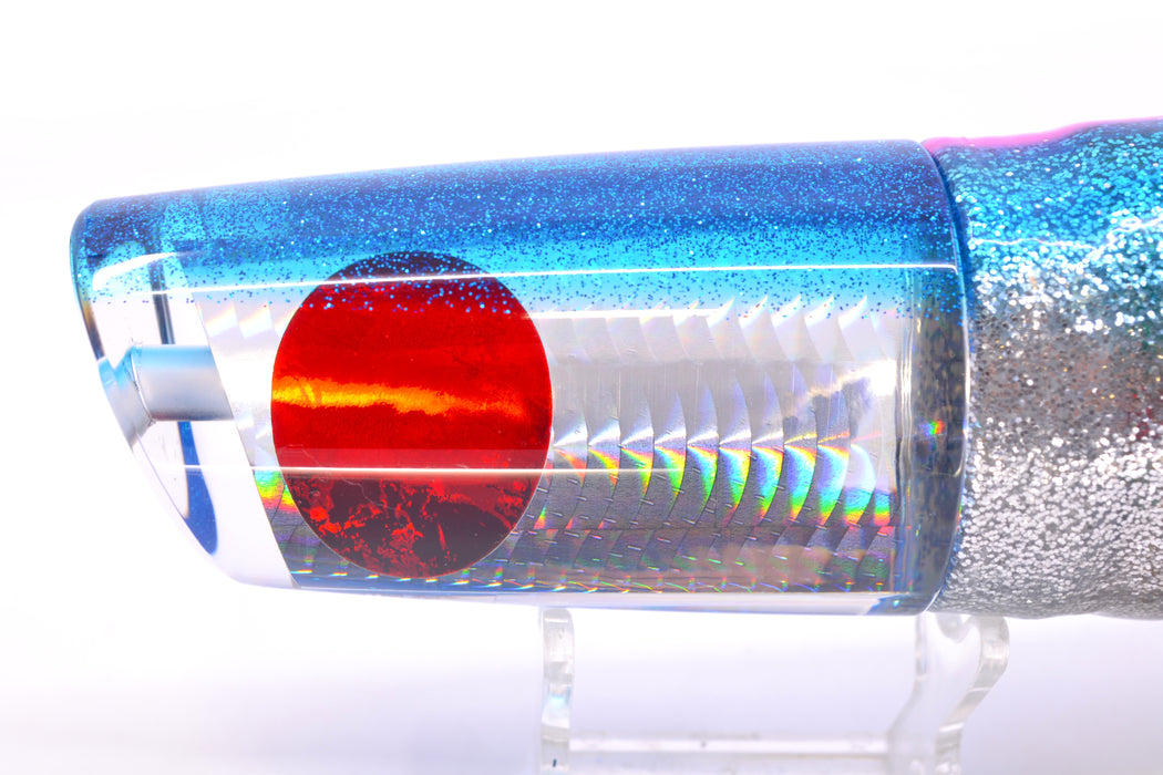 TANTRUM Lures Silver Rainbow Scale Blue Glitter Back Red Eyes XL Kaboom 14" 13oz Skirted GZE