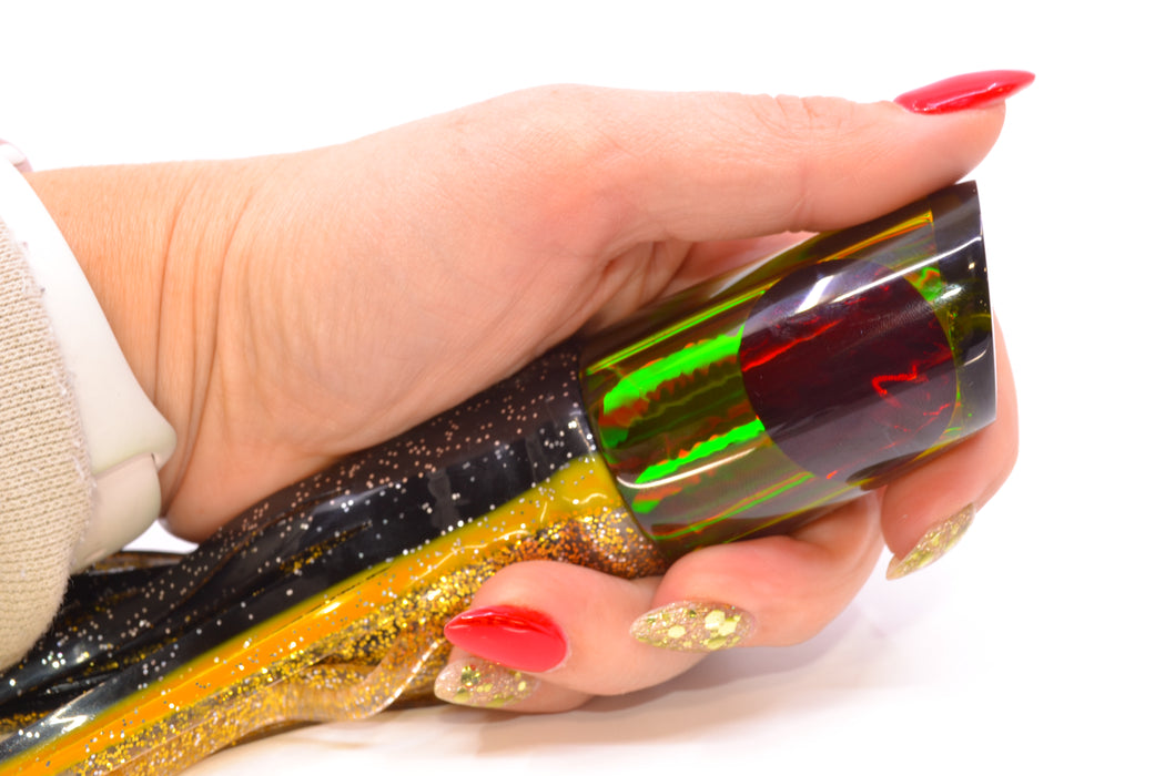 Koya Lures Smoke Rainbow Red Eyes 614 9" 7oz Skirted Black-Yellow-Gold GZE