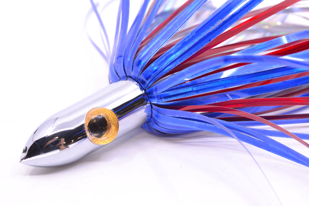 Iland Lures Blue-Red Mylar Hair Chrome Head "Hawaiian Eye" Ilander 8.5" 2.5oz IL400M-BL/RD