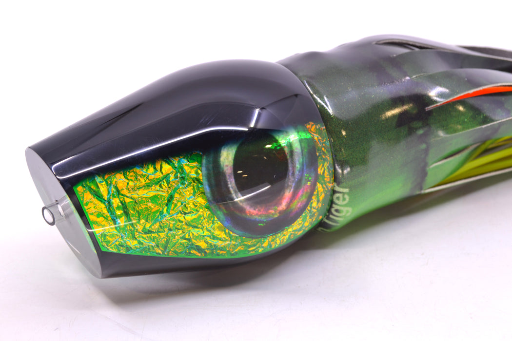 Moyes Lures Green Dichro Black Back XL Sumo 16" 16.4oz FT Vinyl Green Tiger