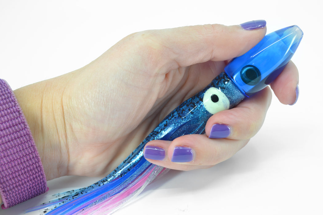 Moyes Lures Blue MOP Poon 5" 1.3oz Skirted Blue-Silver-Pink