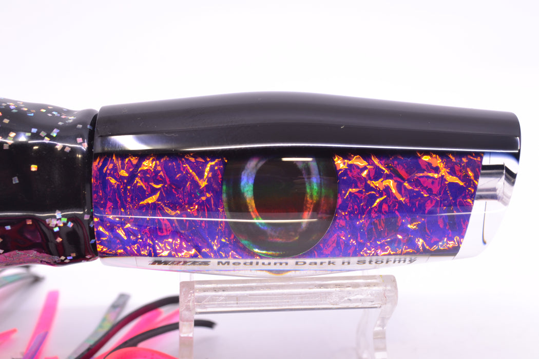 Moyes Lures Purple-Orange Dichro Black Back Medium Dark-N-Stormy 12" 8.5oz Skirted