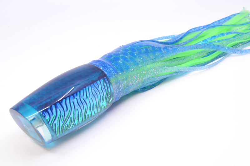Marlin Magic Ice Blue-Akule Lava Blue Back Large Pear 12" 11oz Skirted Blue Dots/Green