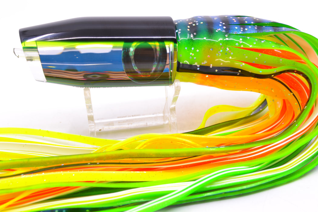 Moyes Lures Clear Mirrored Black-Green Back Taxi Eyes O.S. Plunger 12" 7oz Skirted GZE