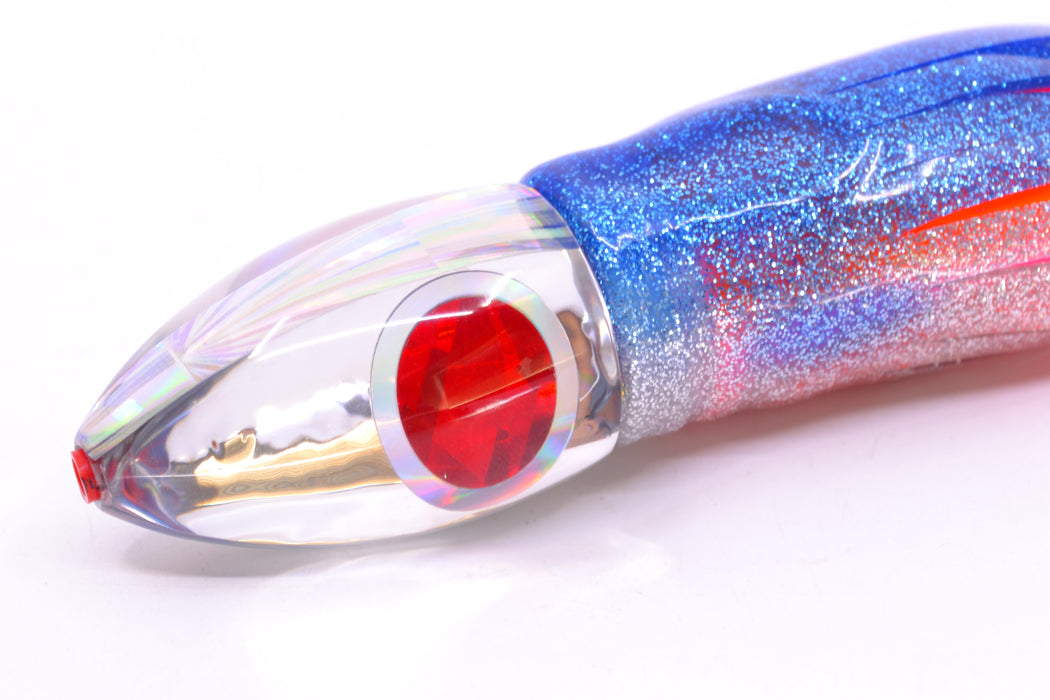 Aloha Lures Chrome Pearl Red-Silver Eyes Uncle Moe 9" 5oz Skirted Blue-Silver/Orange-Pink