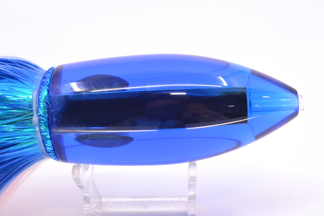 Moyes Lures Blue Mirrored Large Ono Bullet 14" 12oz Strobez Blue-White/Pink