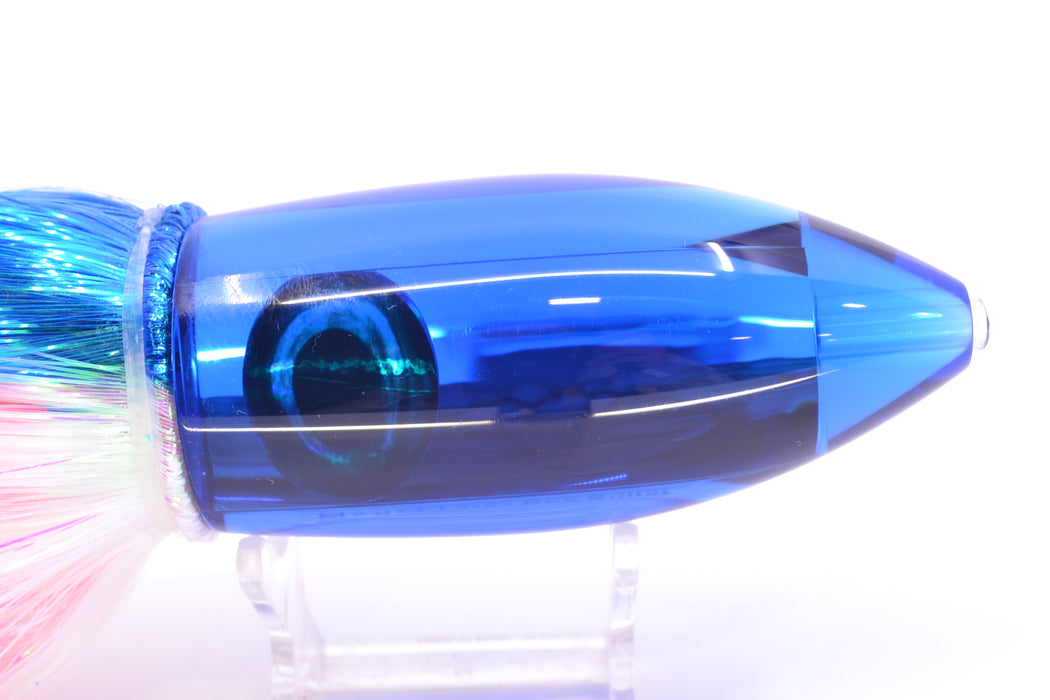 Moyes Lures Blue Mirrored Large Ono Bullet 14" 12oz Strobez Blue-White/Pink