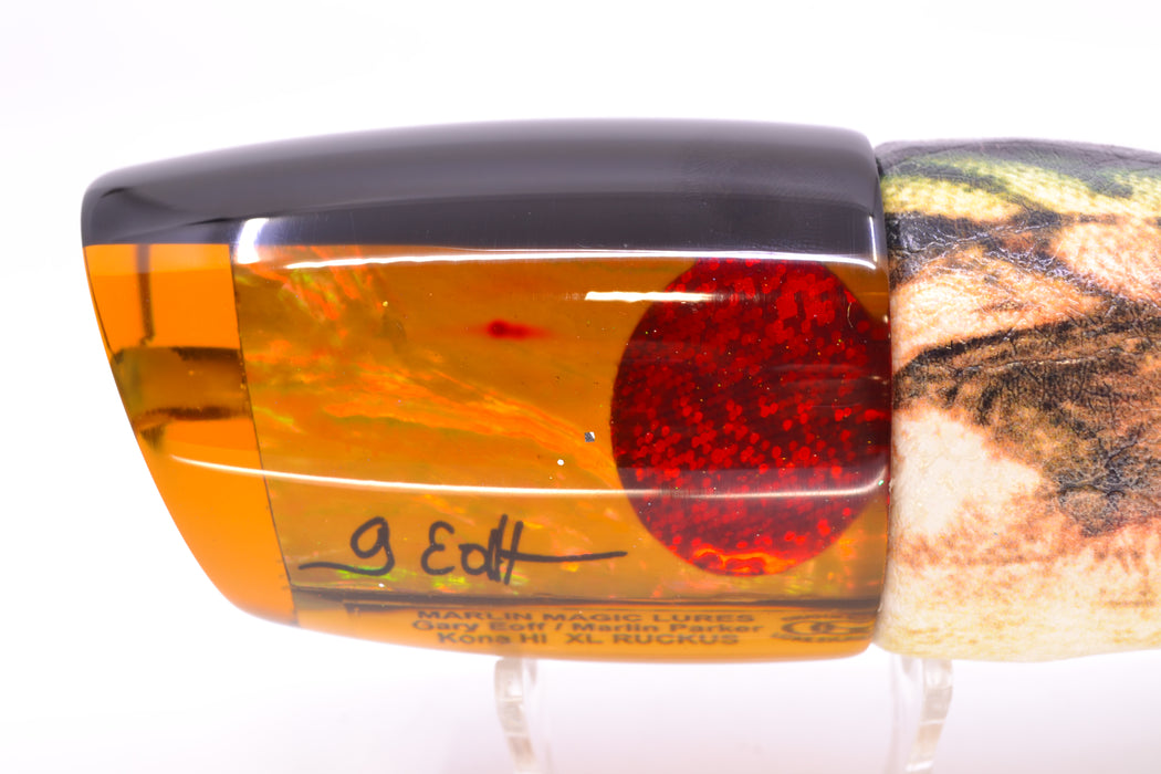 Marlin Magic Amber Awabi Black Back Red Eyes XL Ruckus 16" 15oz ALV Fire Mackerel