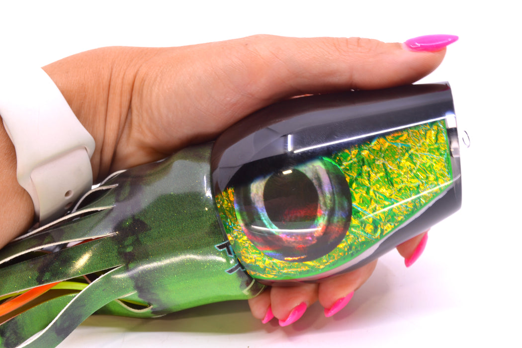Moyes Lures Green Dichro Black Back XL Sumo 16" 16.4oz FT Vinyl Green Tiger