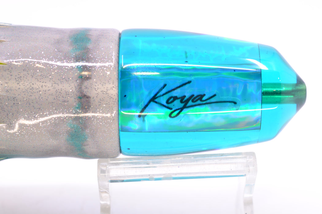 Koya Lures Teal Rainbow Bullet 9"+ 8.5oz Fire Tailz Vinyl Blue Drip