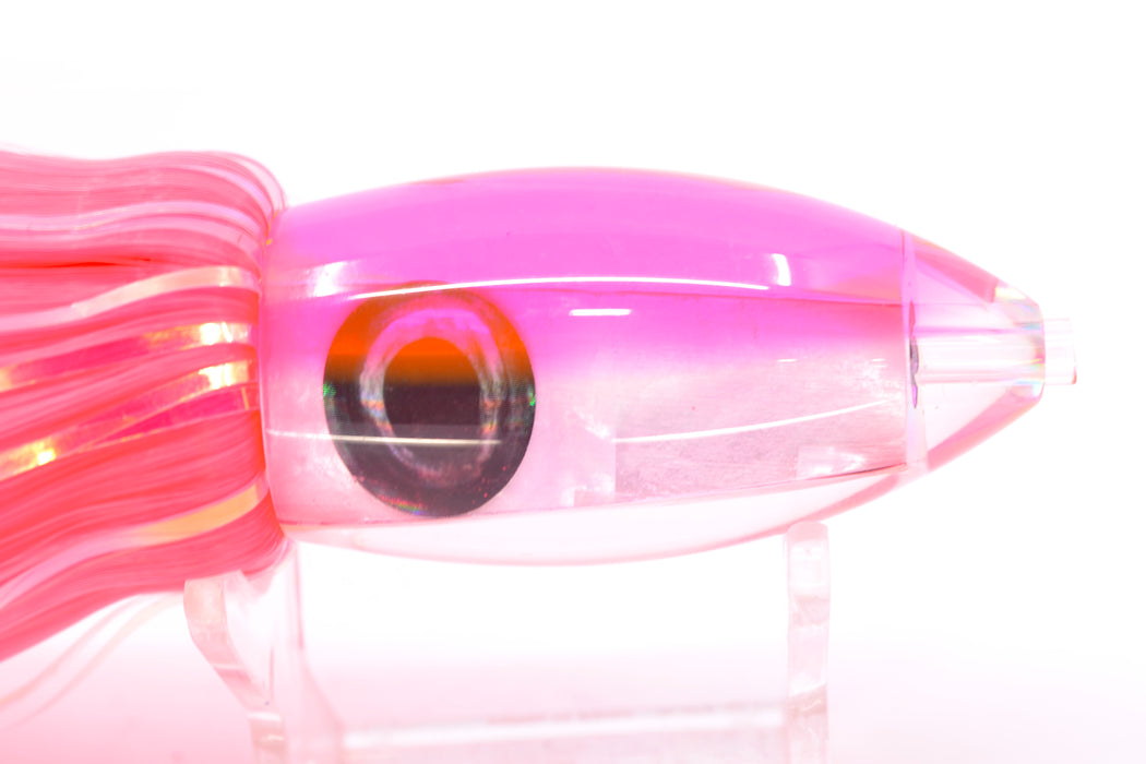 Moyes Lures White MOP Pink Back Small Ono Bullet 7" 3.8oz Skirted Pink Hair