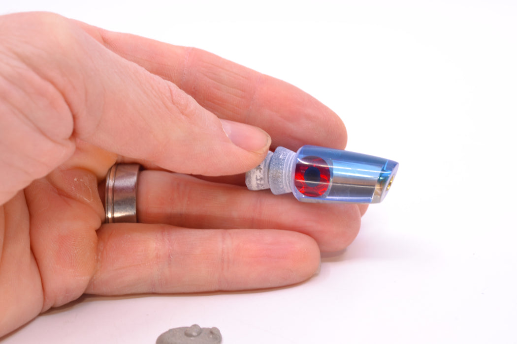 Coggin Lures Clear Mirrored Blue Back Black-Red Eyes Baby Peanut Stick 4.5" 0.2oz