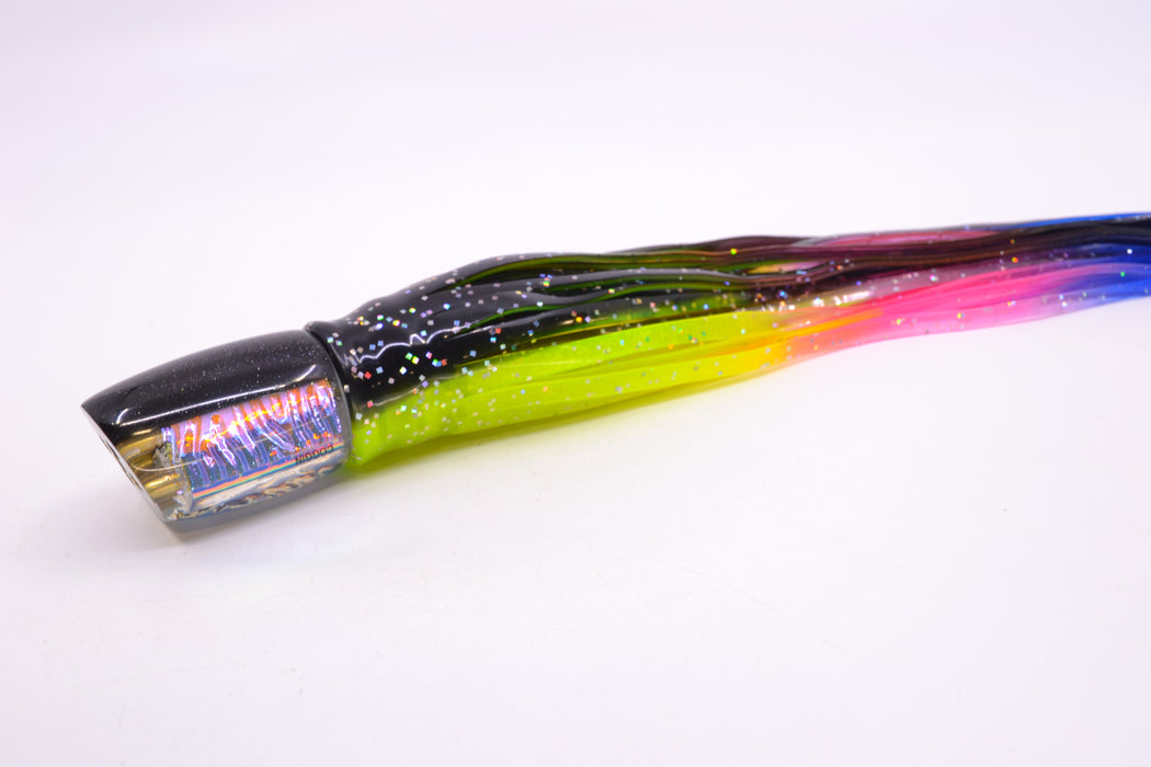 Coggin Lures Ice Rainbow Dichro Black Back Jetted Sugar Bear Slant 9" 4.7oz Skirted