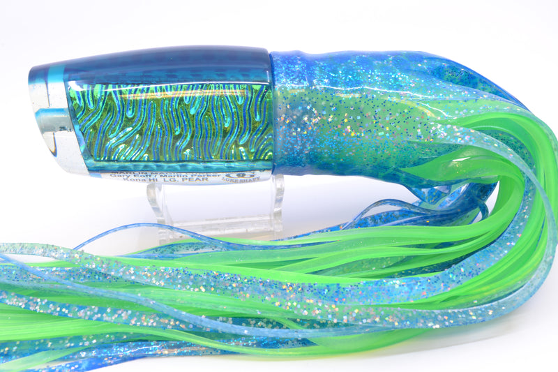 Marlin Magic Ice Blue-Akule Lava Blue Back Large Pear 12" 11oz Skirted Blue Dots/Green
