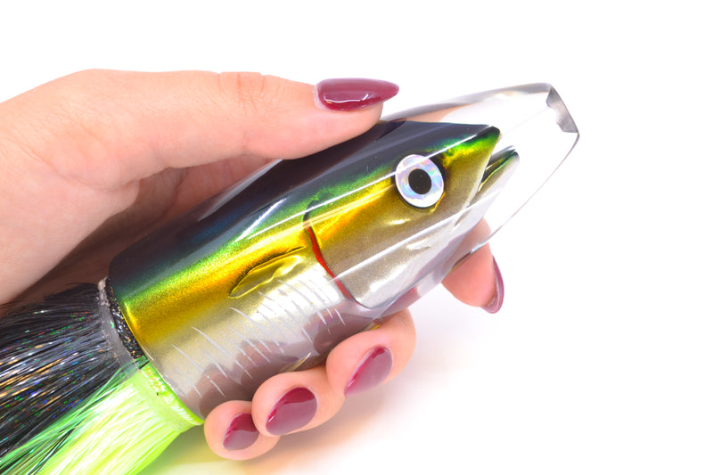 JB Signature Lures Green-Gold Mackerel Fish Head Large Barrel Bomb 12" 9.5oz Strobez