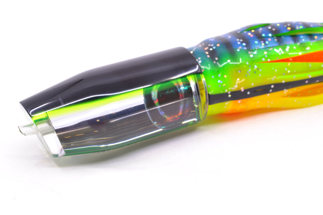 Moyes Lures Clear Mirrored Black-Green Back Taxi Eyes O.S. Plunger 12" 7oz Skirted GZE
