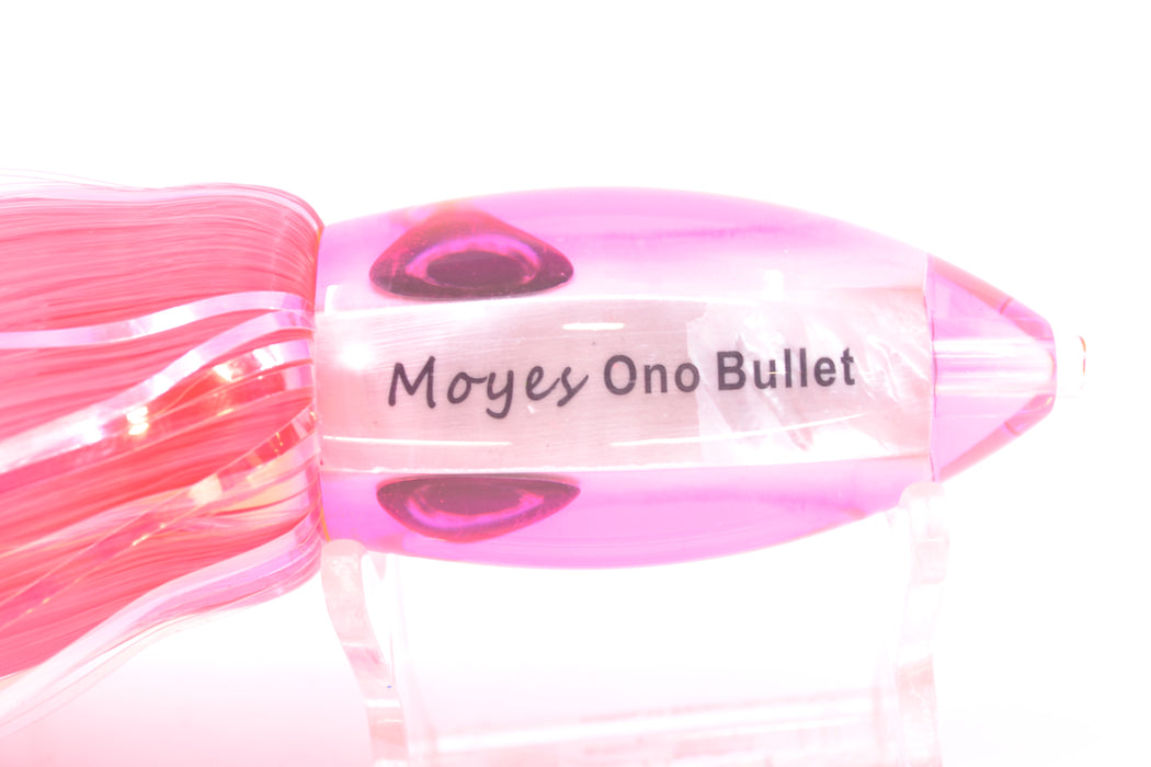 Moyes Lures White MOP Pink Back Small Ono Bullet 7" 3.8oz Skirted Pink Hair
