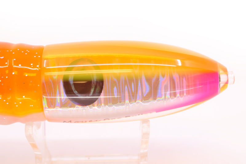 Moyes Lures Silver Aurora Orange Back Keeled Medium Ono Bullet 9" 8.7oz Skirted