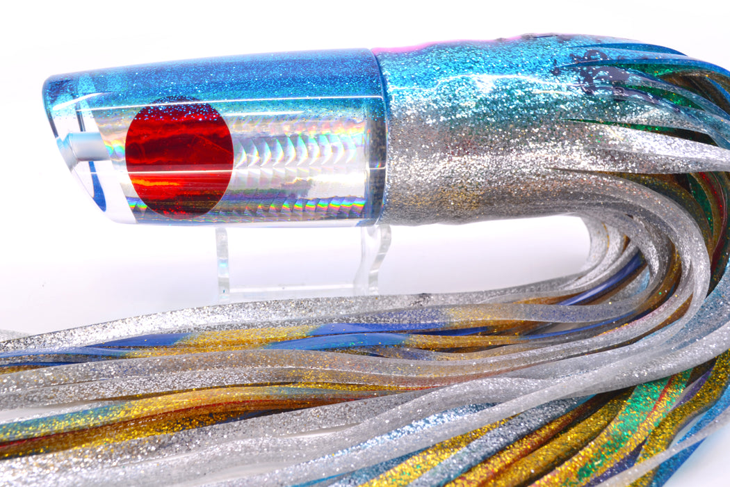 TANTRUM Lures Silver Rainbow Scale Blue Glitter Back Red Eyes XL Kaboom 14" 13oz Skirted GZE