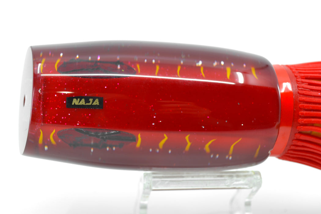 Amaral Lures Red Pearl Yellow Stripes Red Back Naja 16" 14.5oz