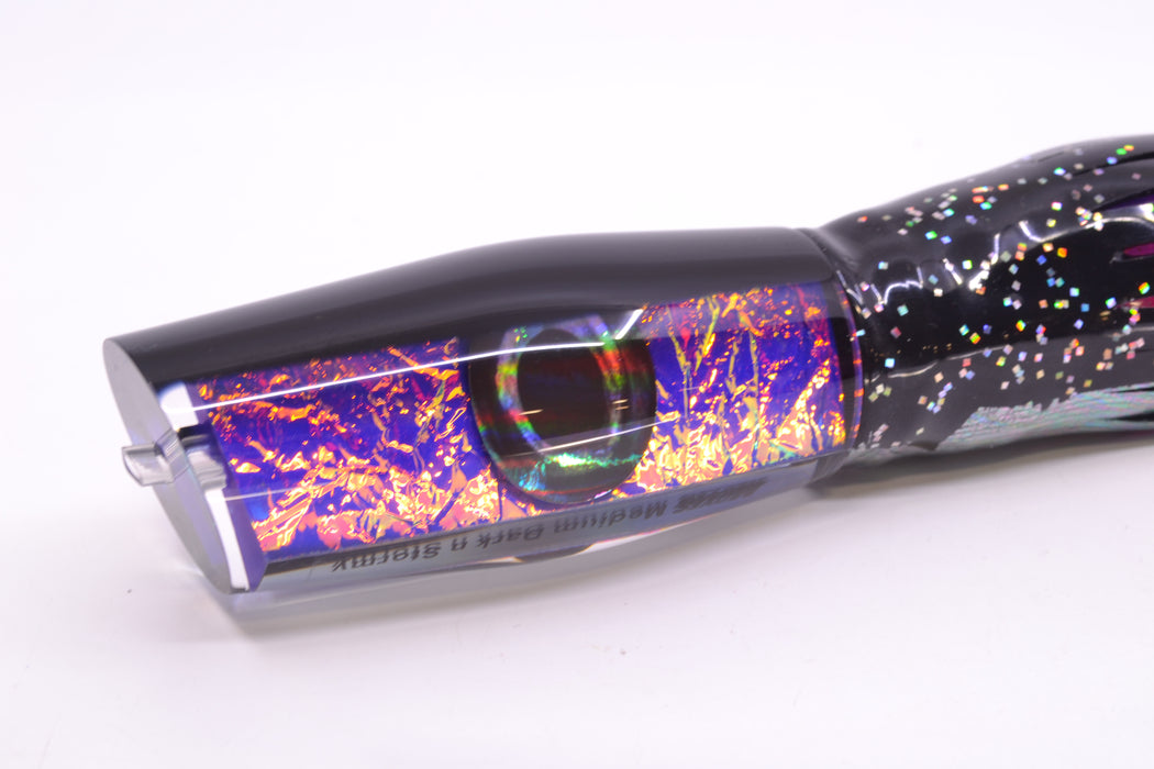 Moyes Lures Purple-Orange Dichro Black Back Medium Dark-N-Stormy 12" 8.5oz Skirted