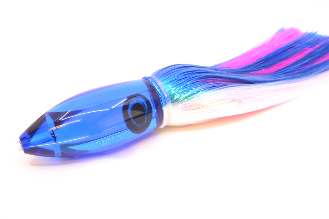 Moyes Lures Blue Mirrored Large Ono Bullet 14" 12oz Strobez Blue-White/Pink