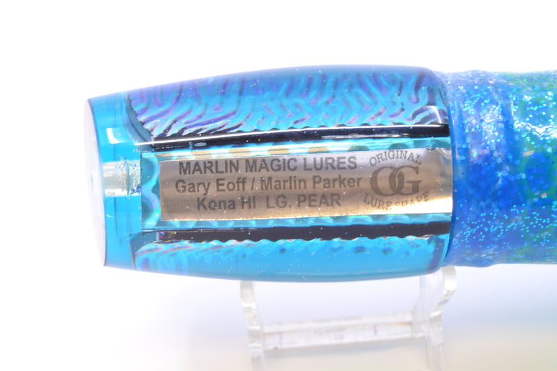 Marlin Magic Ice Blue-Akule Lava Blue Back Large Pear 12" 11oz Skirted Blue Dots/Green