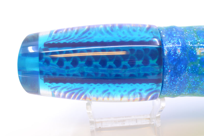 Marlin Magic Ice Blue-Akule Lava Blue Back Large Pear 12" 11oz Skirted Blue Dots/Green