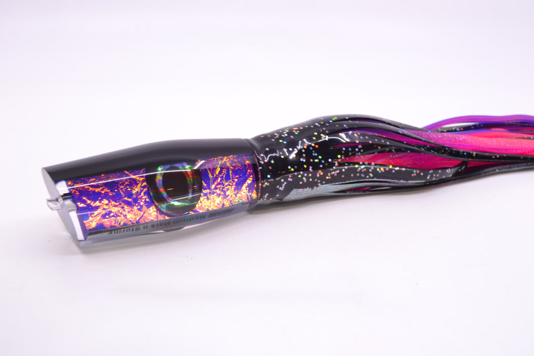 Moyes Lures Purple-Orange Dichro Black Back Medium Dark-N-Stormy 12" 8.5oz Skirted