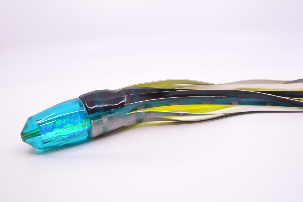 Koya Lures Teal Rainbow Bullet 9"+ 8.5oz Fire Tailz Vinyl Blue Drip