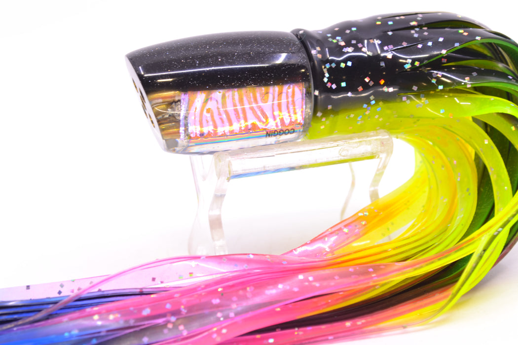 Coggin Lures Ice Rainbow Dichro Black Back Jetted Sugar Bear Slant 9" 4.7oz Skirted