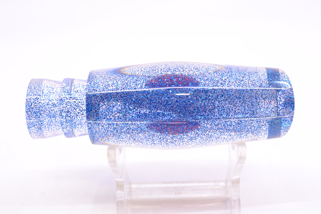 Moyes Lures White MOP Blue Glitter Back Red Eyes Small Dark-N-Stormy 9" 2.6oz