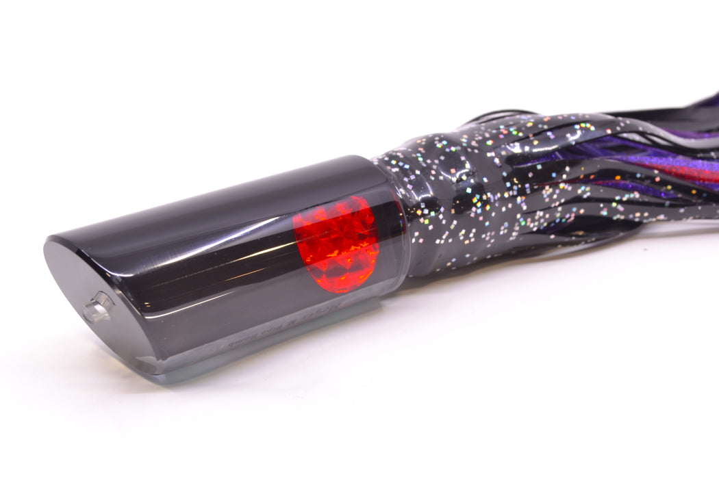 Moyes Lures Black Pearl Black Back Red Eyes Medium Pipe Bomb 12" 7.5oz Skirted Black GZE