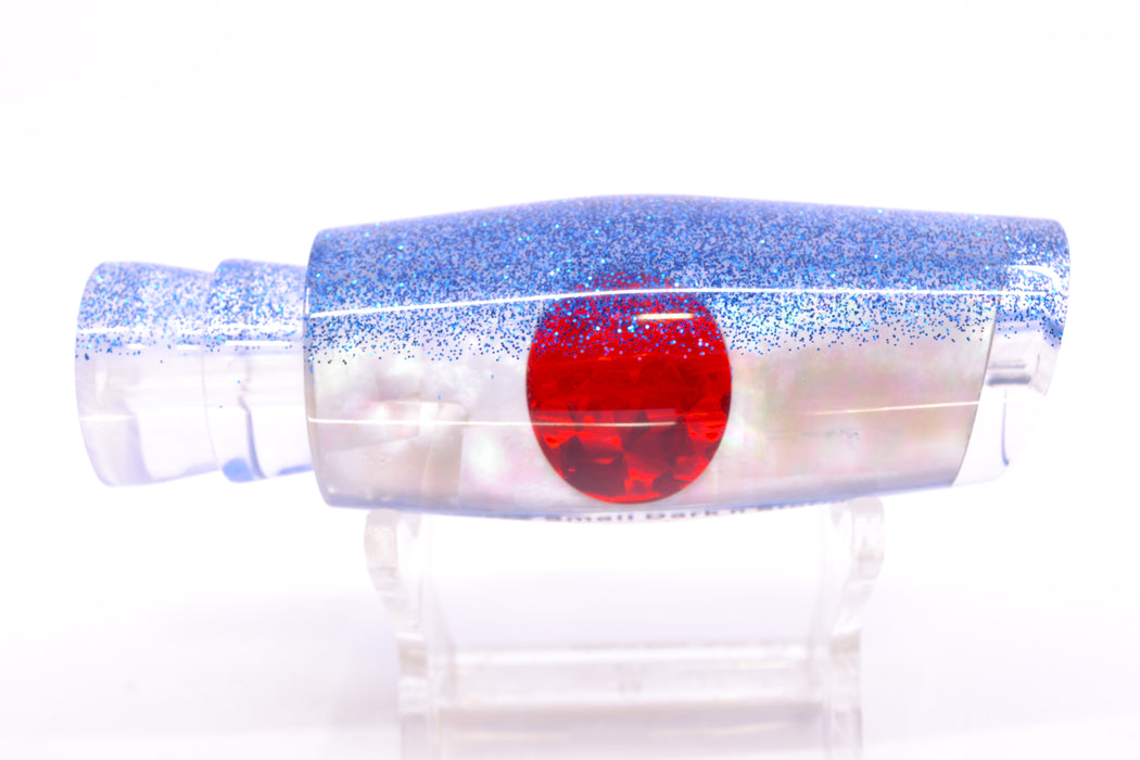 Moyes Lures White MOP Blue Glitter Back Red Eyes Small Dark-N-Stormy 9" 2.6oz