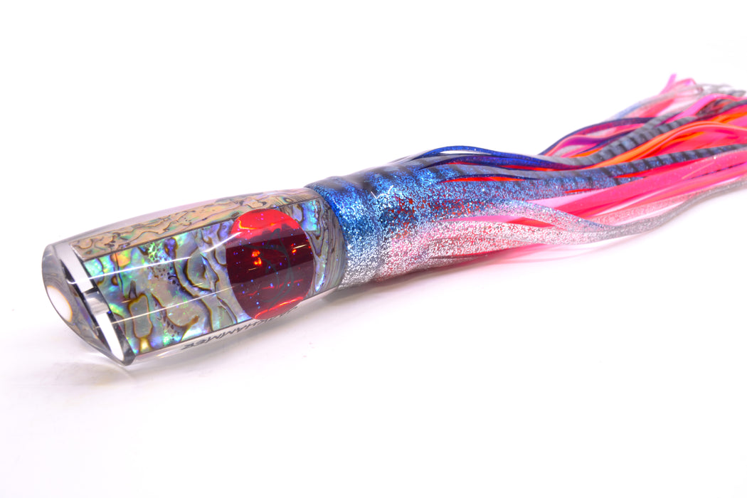 Bonze Lures Paua Shell Red Eyes Jackhammer 10" 8.5oz Skirted Blue Aurora