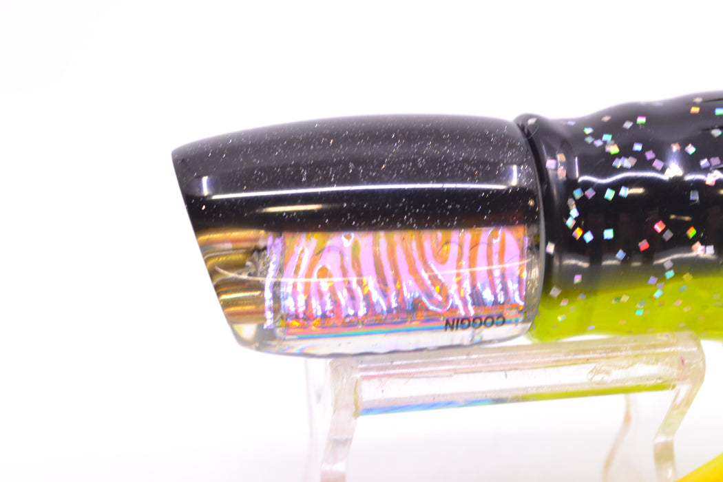Coggin Lures Ice Rainbow Dichro Black Back Jetted Sugar Bear Slant 9" 4.7oz Skirted