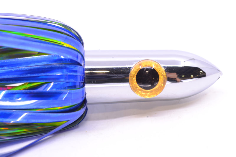 Iland Lures Blue-Chartreuse Mylar Hair Chrome Head "Hawaiian Eye" Ilander 8.5" 2.5oz IL400M-BL/CH