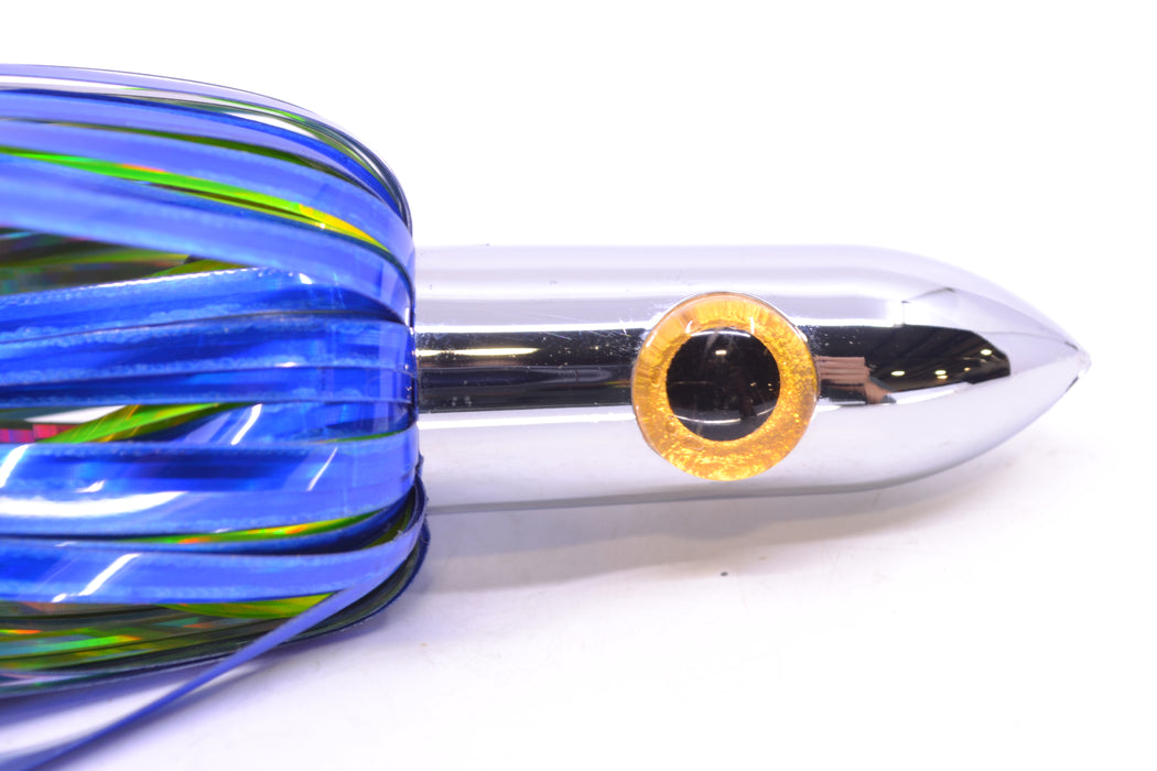Iland Lures Blue-Chartreuse Mylar Hair Chrome Head "Hawaiian Eye" Ilander 8.5" 2.5oz IL400M-BL/CH