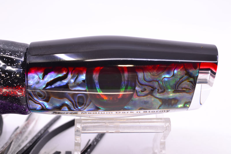 Moyes Lures Paua Shell Black-Red Back Medium Dark-N-Stormy 12" 8.5oz Skirted