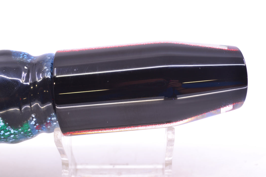 Moyes Lures Rainbow MOP Black-Red Back Taxi Eyes O.S. Plunger 12" 7oz Skirted Evil GZE