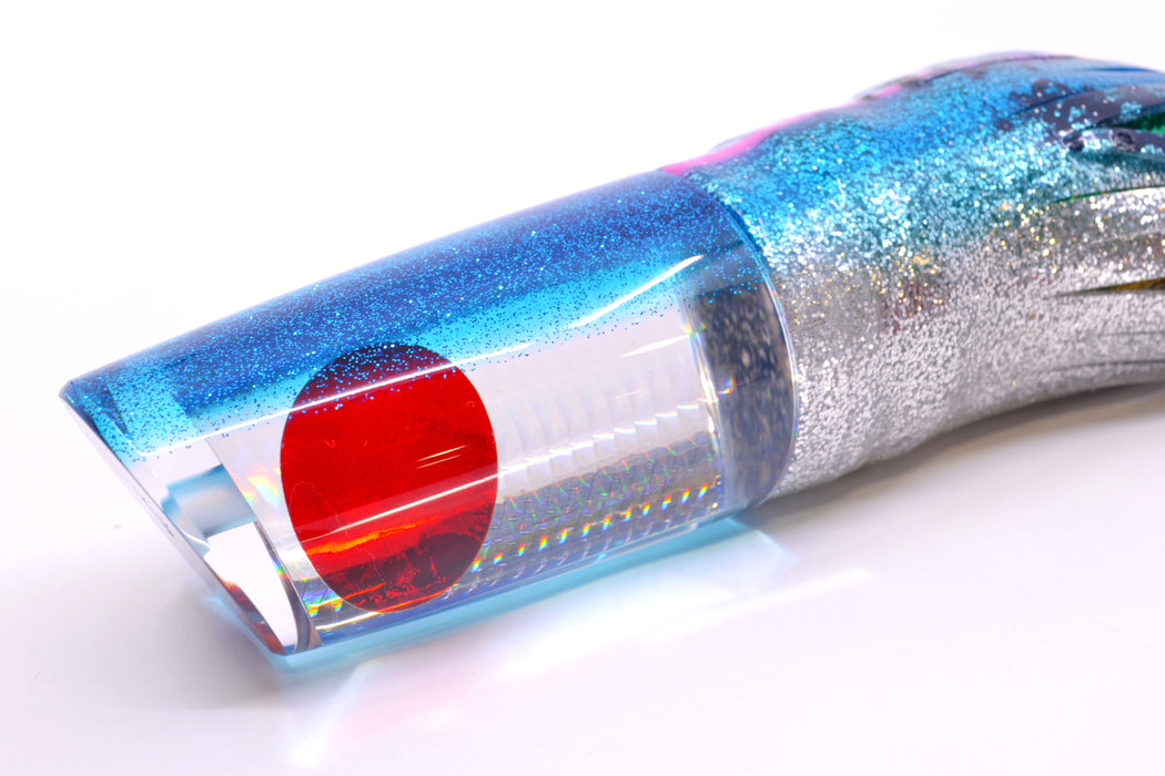 TANTRUM Lures Silver Rainbow Scale Blue Glitter Back Red Eyes XL Kaboom 14" 13oz Skirted GZE