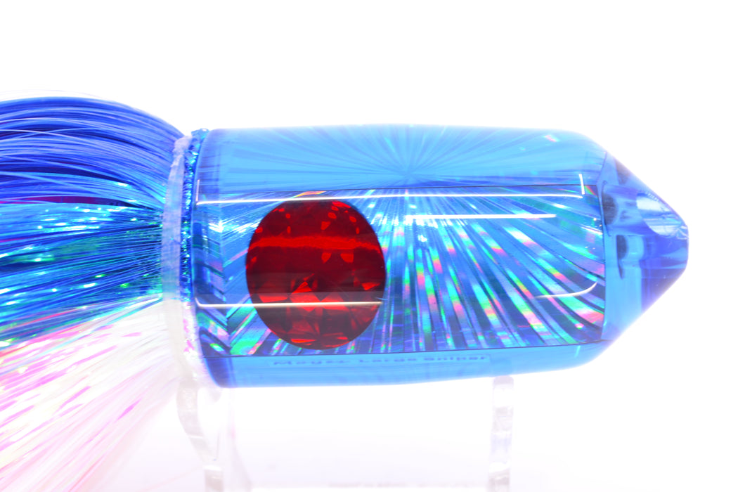 Moyes Lures Blue Rainbow Starburst Red Eyes 2-Hole Large Sniper Jet 12" 12oz EZ Flash