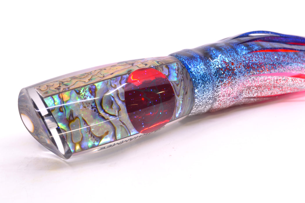 Bonze Lures Paua Shell Red Eyes Jackhammer 10" 8.5oz Skirted Blue Aurora