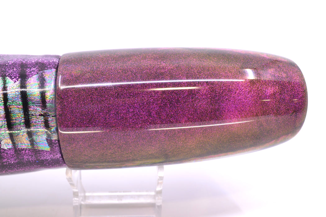 Ali'i Kai Lures Purple-Blue Shell Purple Chameleon Back Fish Head XL Plunger 16" 20oz Skirted