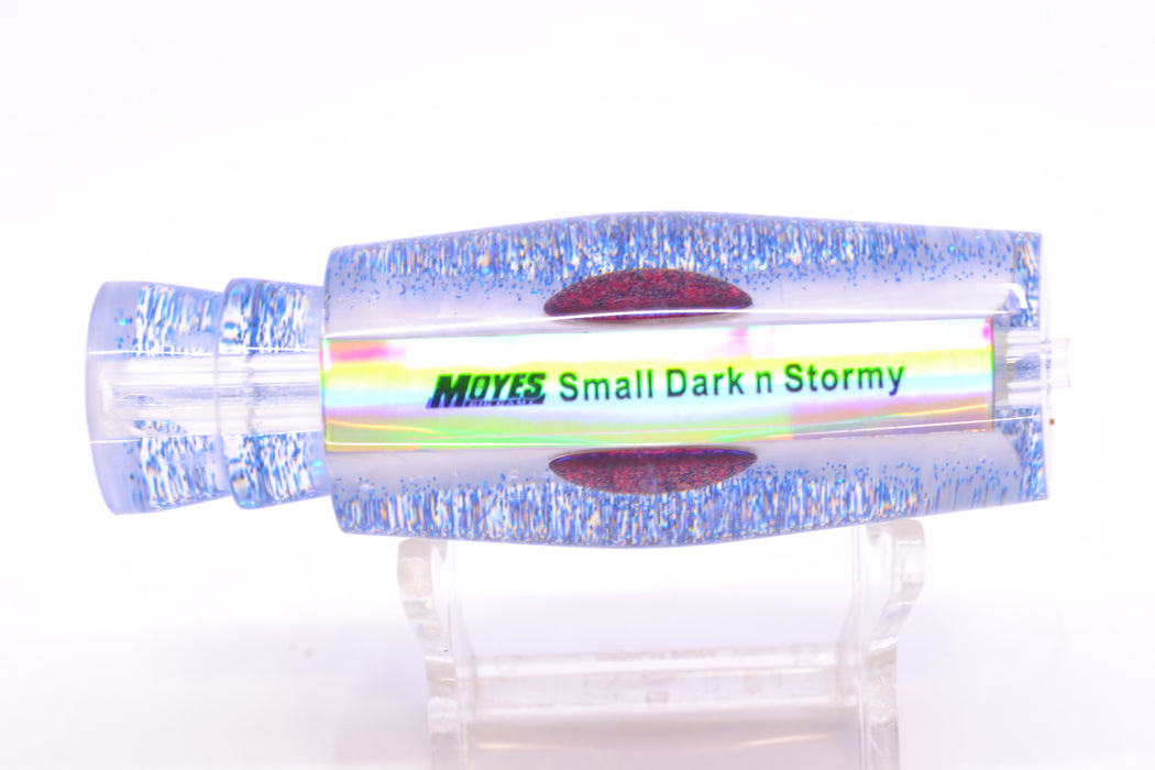 Moyes Lures White MOP Blue Glitter Back Red Eyes Small Dark-N-Stormy 9" 2.6oz