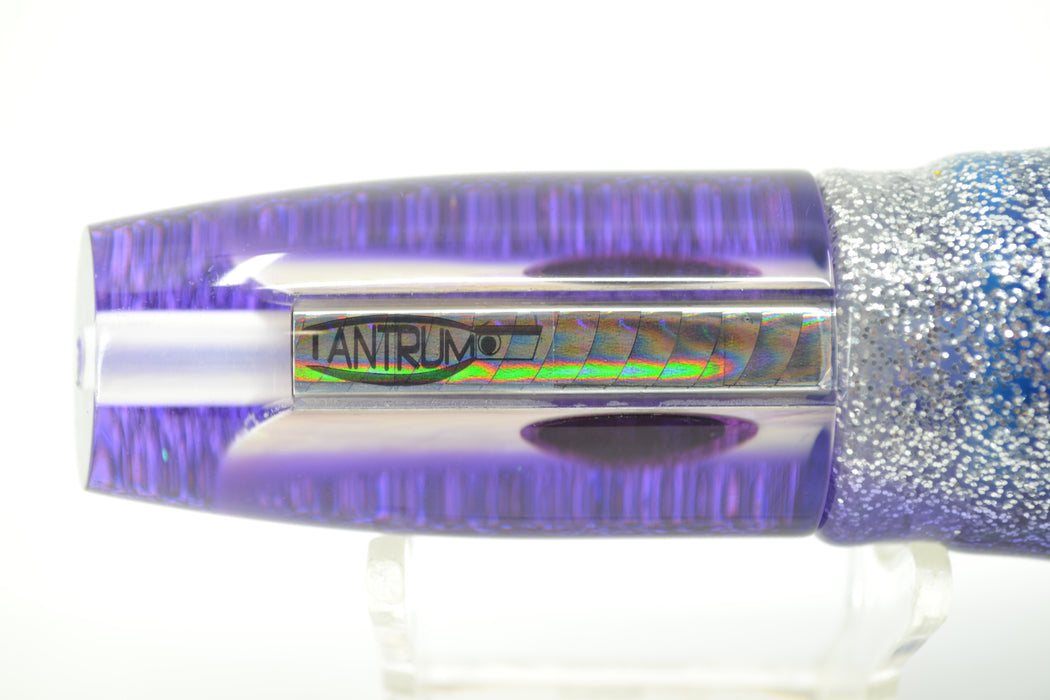 TANTRUM Lures White MOP Purple Back Medium Plunger 9" 5oz Skirted Purple-Silver